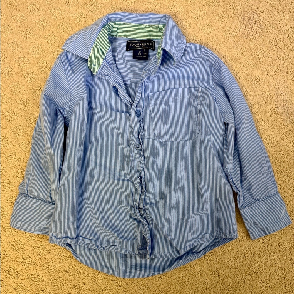 Toobydoo Boys Blue Stripe Button Down Shirt 2T
